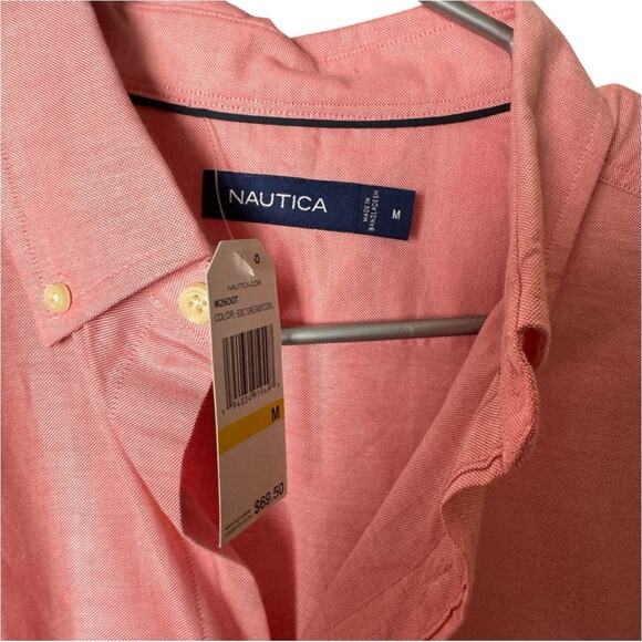 NAUTICA Men's Short Sleeve Button Front Dress Style Dreamy Coral Shirt Sz M NWT - Picture 5 of 8